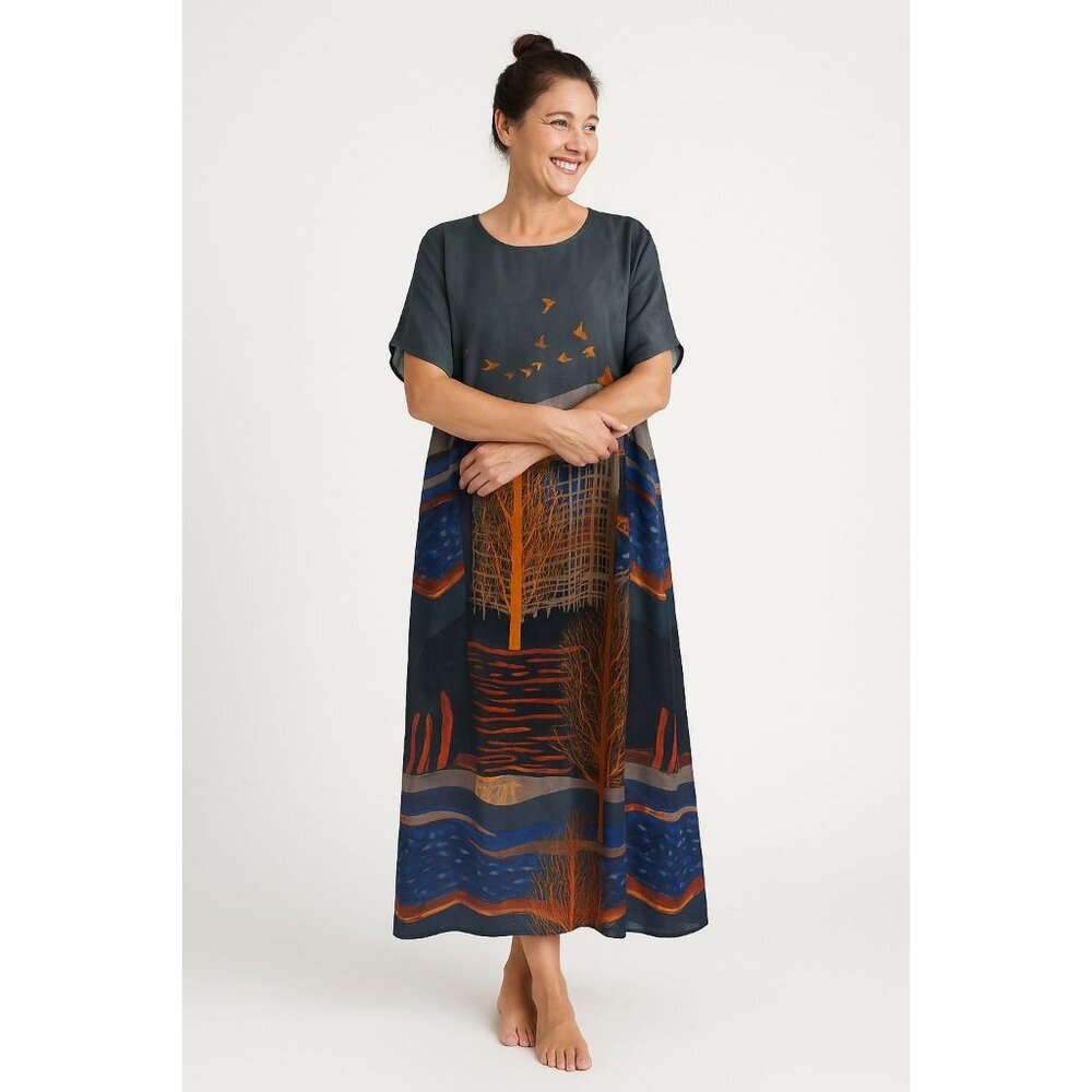 BEULAH STYLE Viceroy Caftan Lightweight Midi Dress One Size Boho Chic One Size